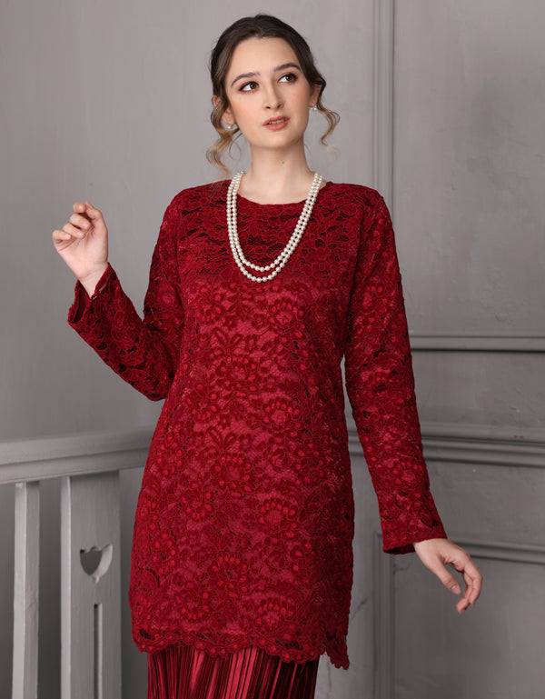 BAJU KURUNG MODEN ANVI (MAROON)